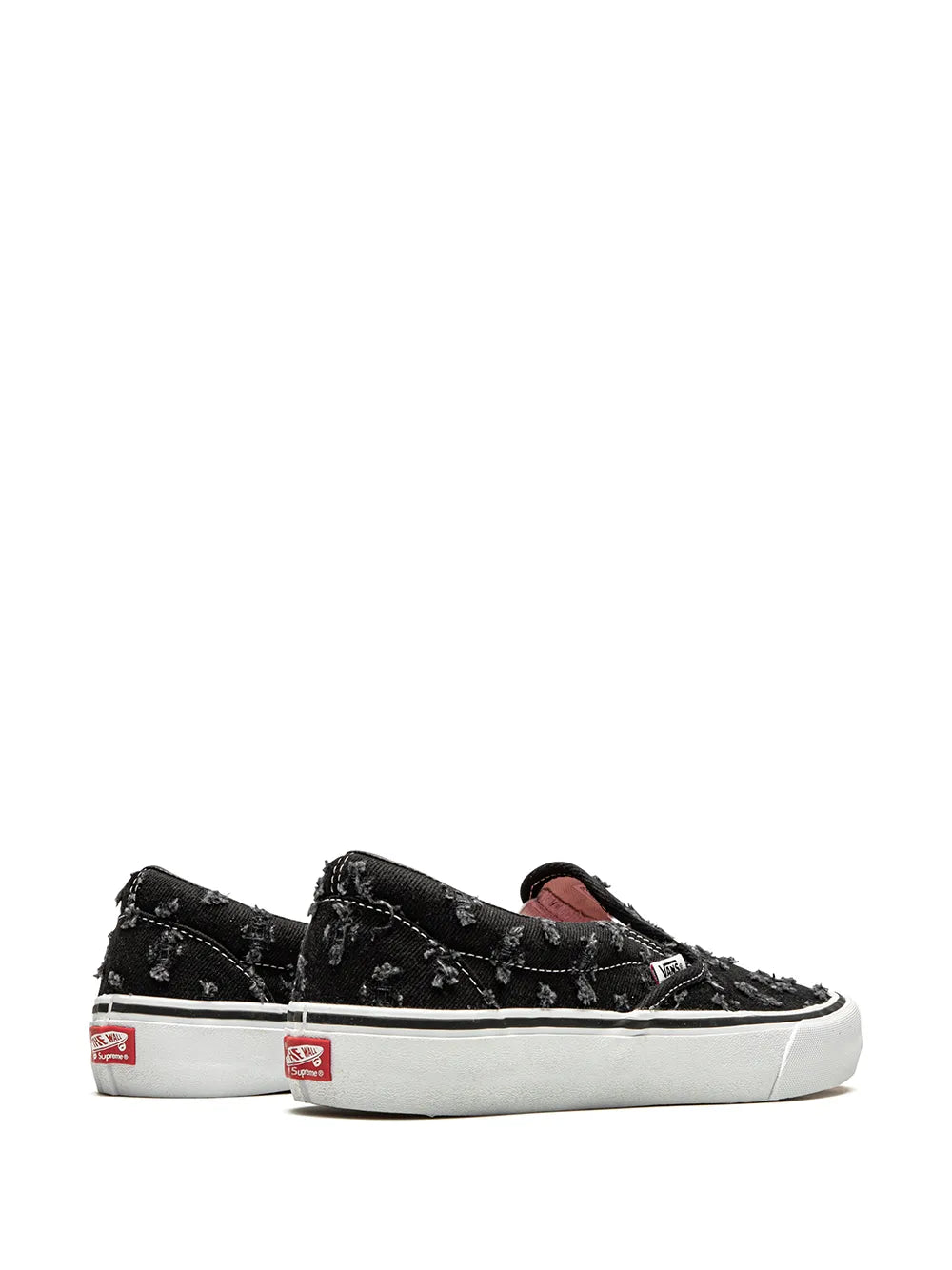 Vans X Supreme Slip-On Pro Black Hole Punch Denim Sneakers