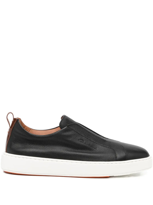 Santoni Tumbled Leather Sneakers